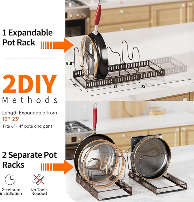Pots and Pans Organizer under Cabinet, Cutting Board Organizer