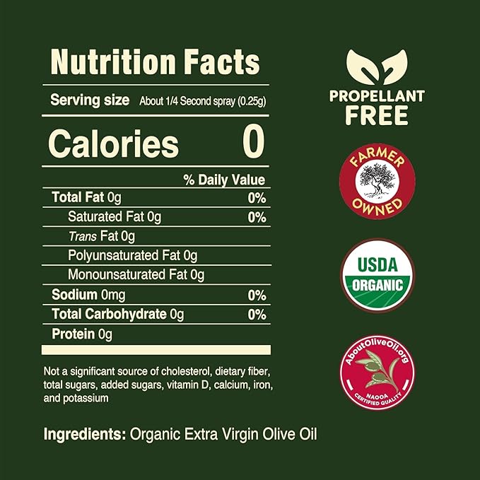 Pompeian Robust Organic Extra Virgin Olive Oil Spray - (3 Pack) 5 fl oz, 148 mL - No Propellants - First Cold Pressed Olive Oil for Cooking - Robust Flavor for Salads, Pasta, and Drizzling