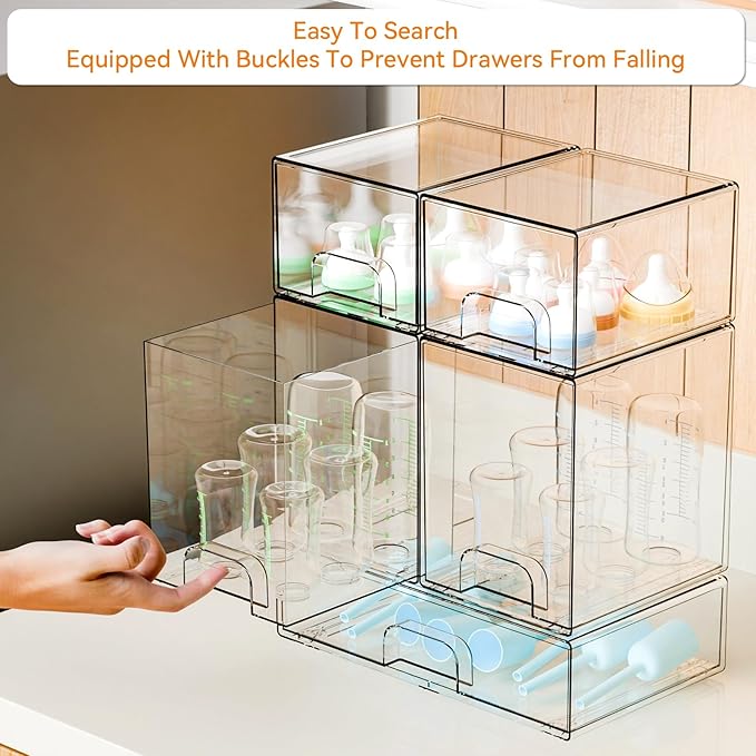 5 Set Clear Baby Bottle Organizer for Countertop