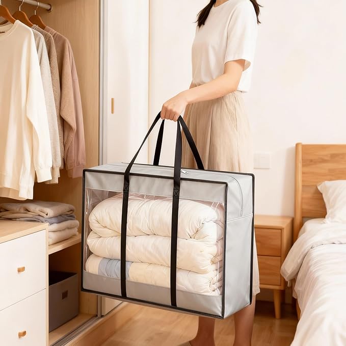 4 Pack Clear Clothes Storage Bags, 94L Blanket Storage Bag