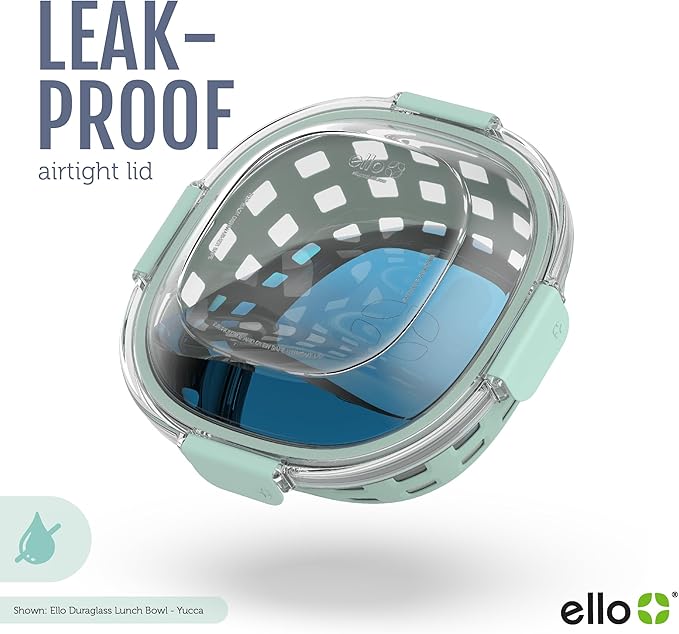 Ello Duraglass Meal Prep Container- Glass Food Storage Container with Silicone Sleeve and Airtight BPA-Free Plastic Lid, Dishwasher, Microwave