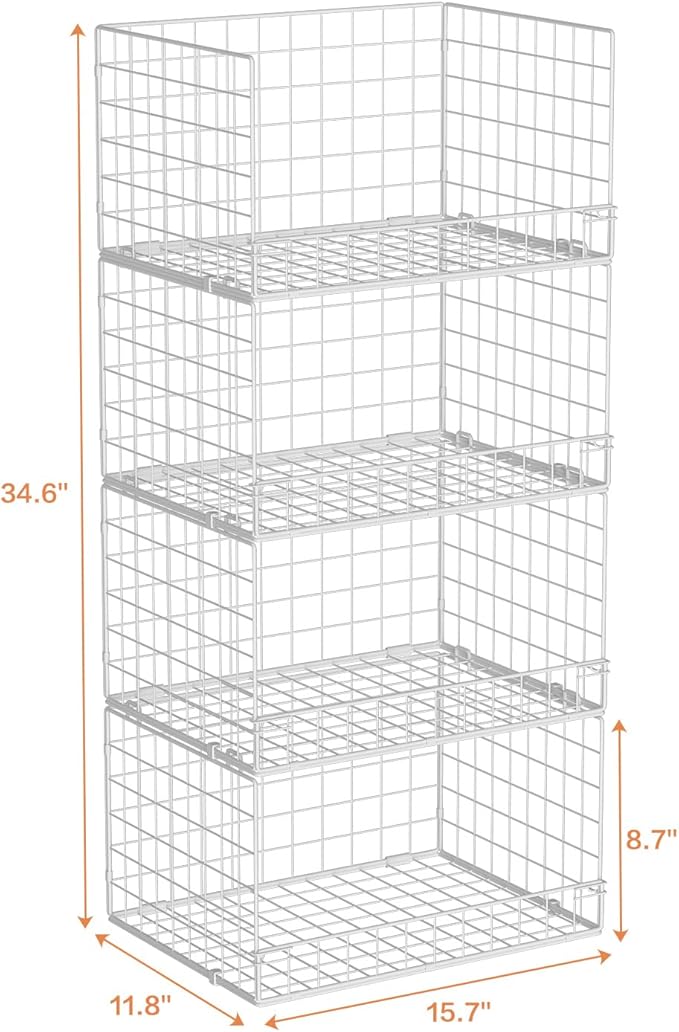 Yociyoga 4-Tier Stackable Closet Organizers and Storage Basket
