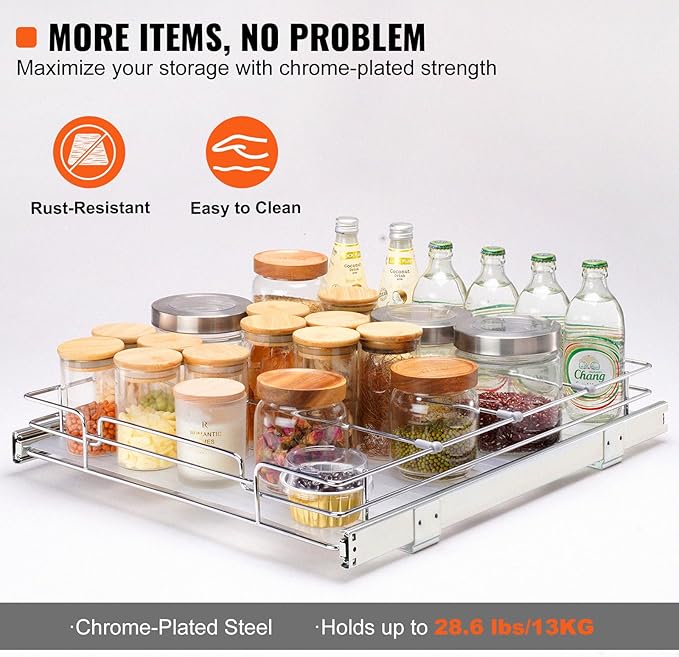 18.5"Wx21"Dx3.5"H Pull Out Cabinet Organizer
