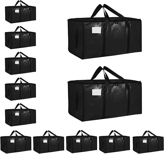 12 Pack-Extra Large Heavy Duty Moving Bags, Black