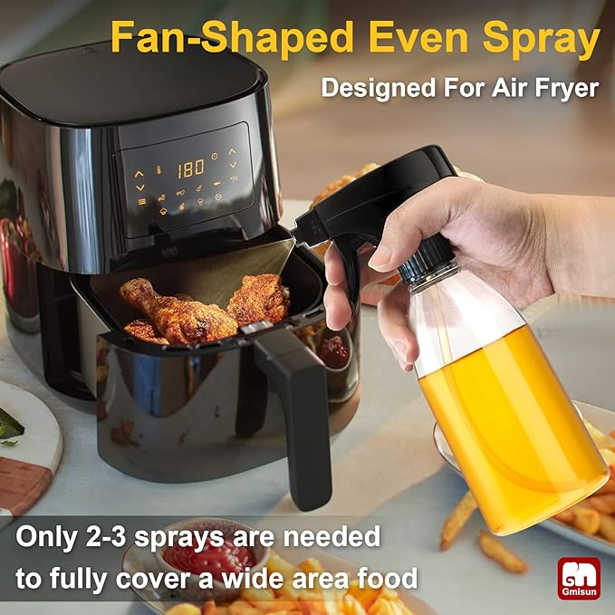 GMISUN Oil Sprayer for Cooking, 2 Pack Olive Oil Spray Bottle, 10 fl oz Food-Grade Plastic Oil Spritzer Mister, Refillable Oil Dispenser Bottle for Salad, BBQ, Grilling, Kitchen Baking, Roasting