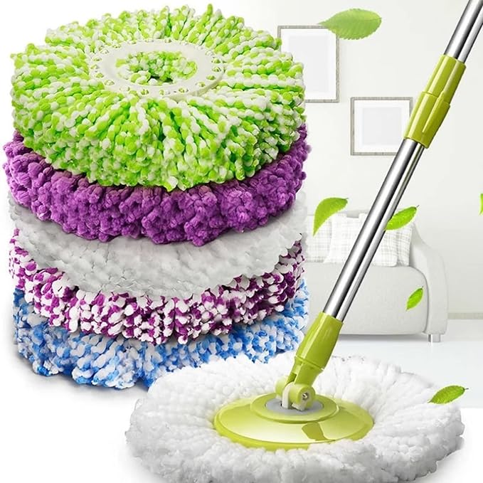 Spin Mop Replacement Handle for Floor Mop Stainless Steel Spin Mop Adjustable Handle and Head Replacement 360 Spinning Household Cleaning Accessories for Home,Office(Green)