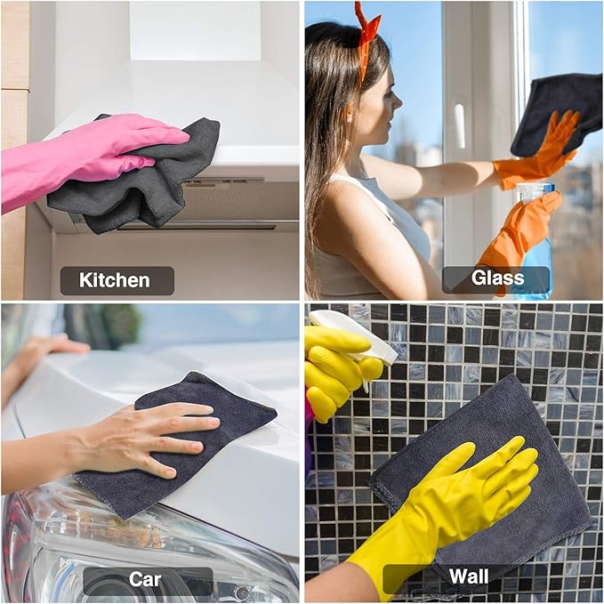 Microfiber Multipurpose Cleaning Cloths-50PC, Softer Highly Absorbent, Lint Free Streak Free for House, Kitchen, Car, Window Gifts(12in.x12in.)