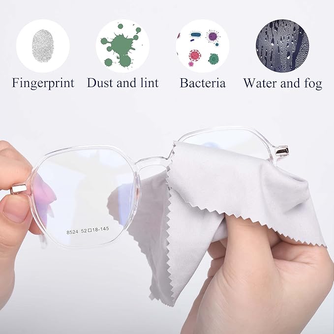SooGree Glasses Cleaning Cloth Lens Microfiber Eyeglasses Wipes Cloth Lens Cleaner Camera Phone Computer Screen Scratch Resistant Soft Smooth Lint Free Cloth 2 Pack