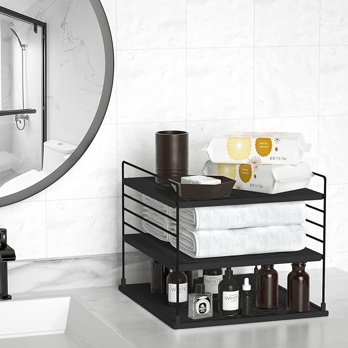 Adjustable Pantry Organizers and Storage, Steel Wire & Plastic Saran Wrap Holder
