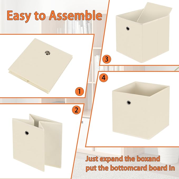 Foldable Storage Cubes Bins ,11 Inch Cloth Storage Cube Fabric Storage Box Cubes Organizer Baskets with Dual Handles for Home Organizer Set of 10