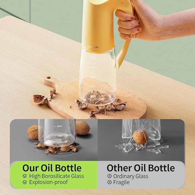 Ankou Oil Dispenser for Kitchen, Glass Olive Bottle, 20oz/580ml Oil Dispenser Spray Bottle with Auto Flip Cap & 10oz/300ml, Leakproof Bottles for Cooking, Kitchen, Salad, BBQ