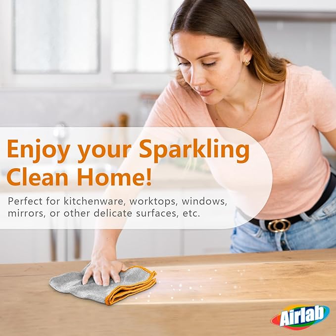 Glass Polishing Cloth Streak Free Miracle Microfiber Cleaning Cloth Lint Free Cleaning Rags for Glasses Kitchen Dish Mirrors Easy Clean, Pack of 6
