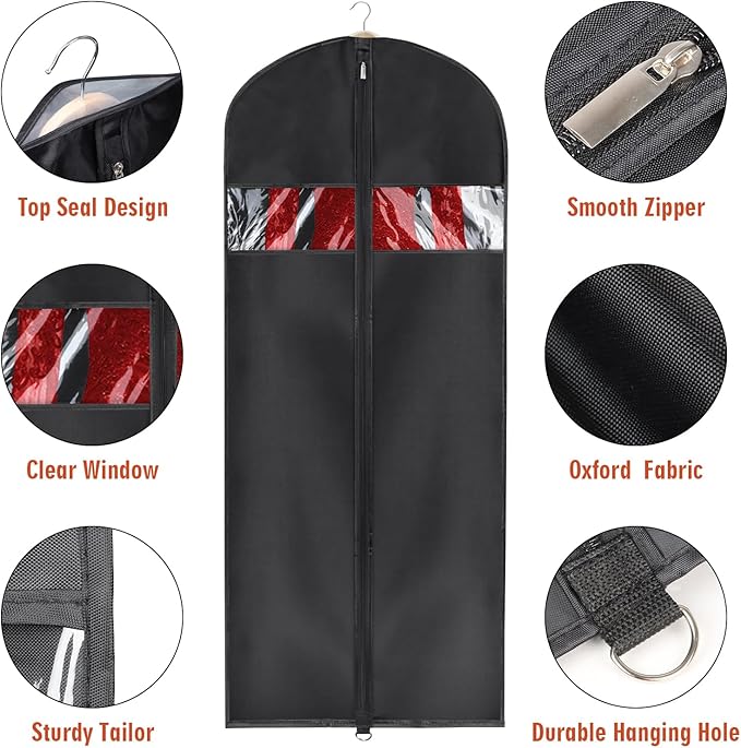 16 Pack Suit Cover Bags 60 Inch Garment Bags for Hanging Clothes