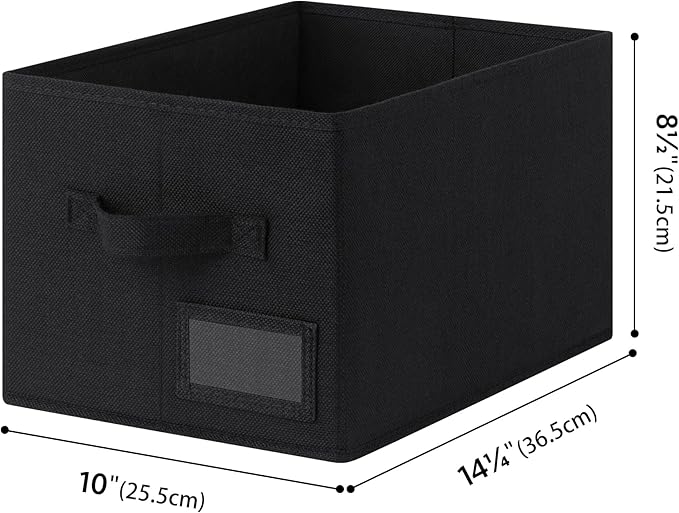 GRANNY SAYS Shelf Storage Bins, Fabric Storage Baskets for Closet and Clothes, Collapsible Storage Boxes with Handles, Decorative Storage Containers for Bedroom, Black, Medium, 3-Pack
