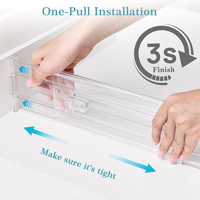 Vtopmart 8 Pack 4" Regular Upgrade Drawer Dividers for Clothes, 12.8"-22.3" Expandable Dresser Drawer Organizer, Clear Plastic Separators for Dresser, Baby Clothing, Underwear, Cosmetic, Toiletries