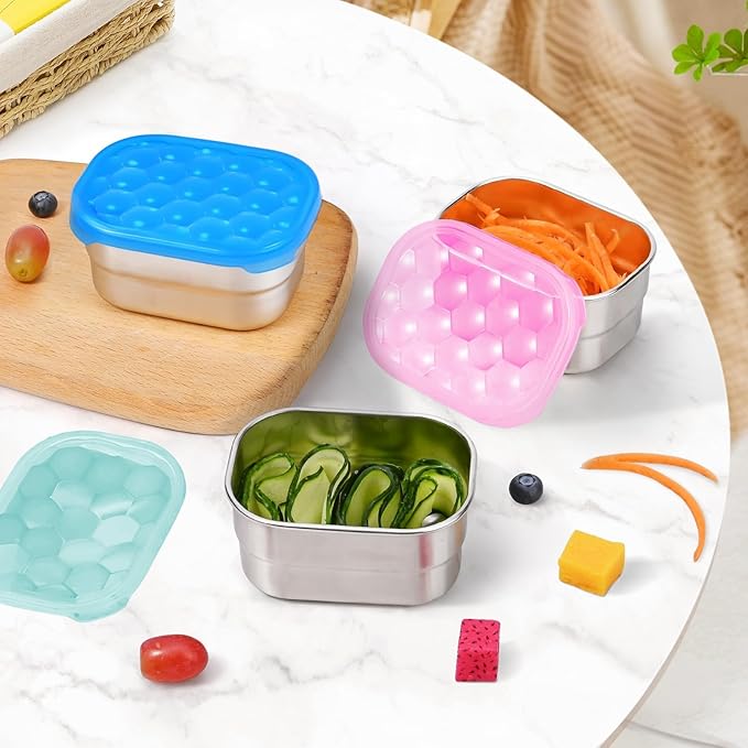 Tanjiae Snack Pro - Small (1 CUP) Stainless Steel Snack Containers for Kids | Easy Open Leak Proof Food Containers with Silicone Lids