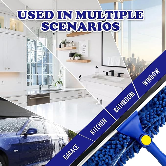 Window Cleaner Squeegee Kit - 2.38M (94inch) Cleaning Equipment with Long Handle 3 in 1 Extendable Window Cleaning Tool for High Windows, Glass, Home