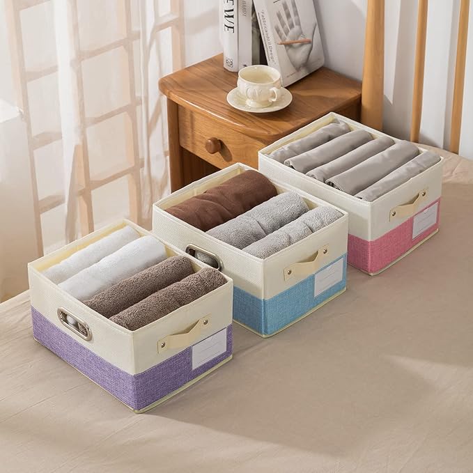 Large Fodable Storage Bins for Closet [3-pack] Decorative Fabric Storage Baskets