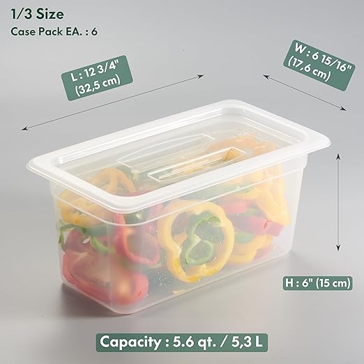 4-Pack 1/4 Size 6" Deep Food Pan with Handled Lid