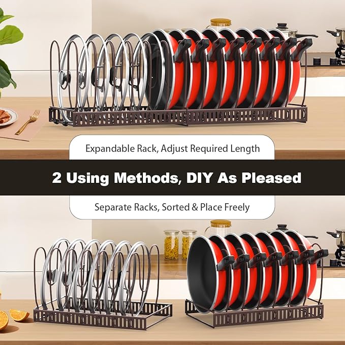 Pot and Pan Organizer Rack for Cabinet, Bronze