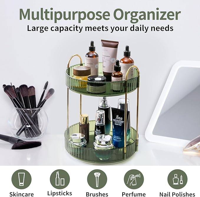 360 Rotating Makeup Organizer for Vanity