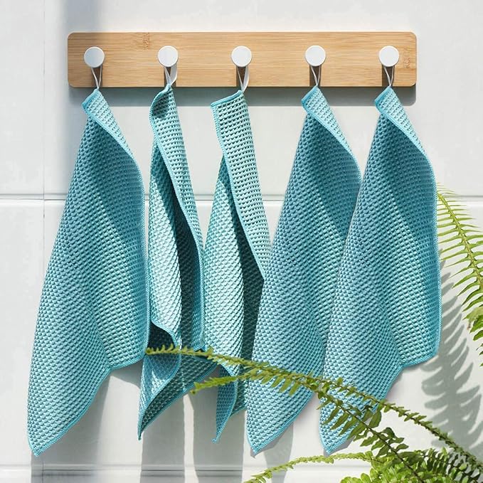 ZHIDIAN Waffle Weave Microfiber Towels, Premium Waffle Knit Car Detailing Towel, Auto Windows Glass Cleaner Cloth, No-Odor Streak-Free Small Cleaning Rags, 8Pack-12x12, Pale Blue