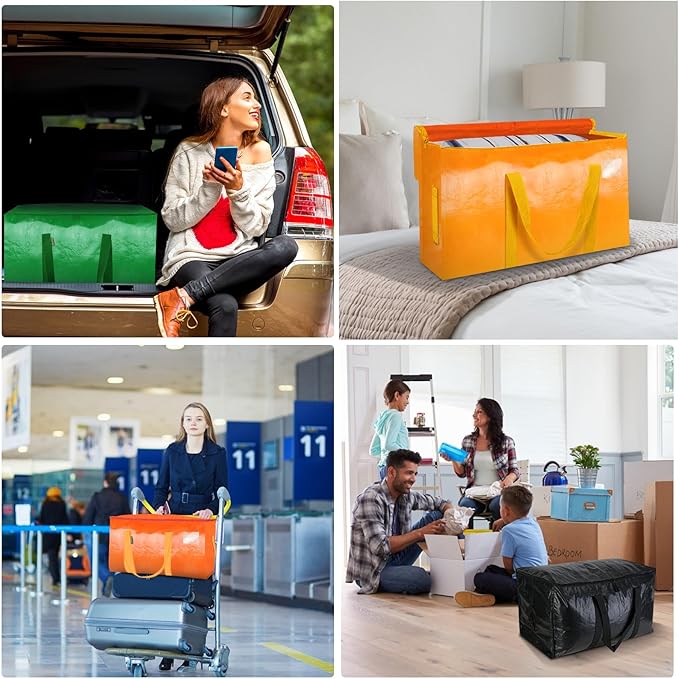 4-Pack Oversized Moving Bags with Reinforced Handles, Light Yellow, 4-Pack
