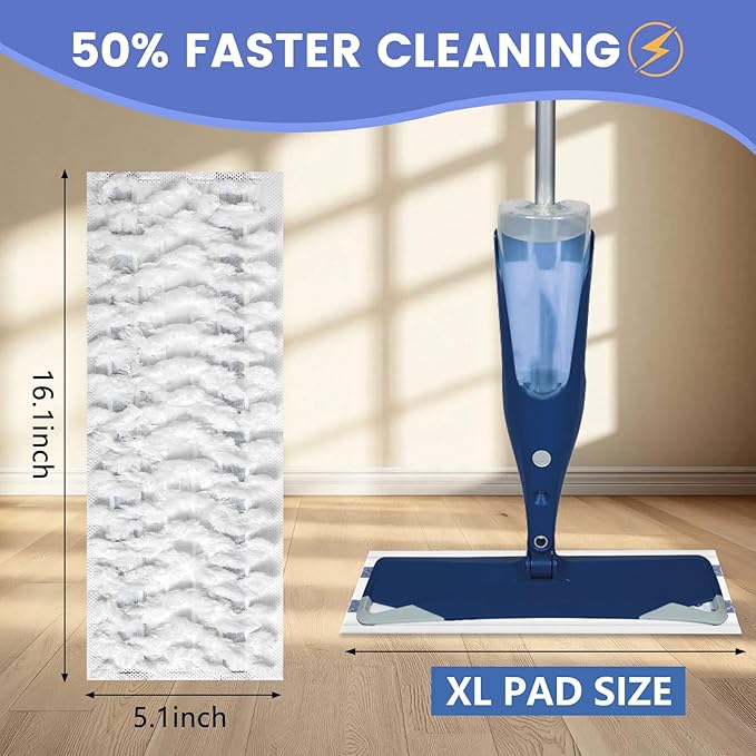 60 Pack Disposable Microfiber Cleaning Pads for Bona Mop | Heavy-Duty Replacement Pads Compatible with 15-18 inch Spray Flat Mops | Multi-Surface Hardwood Floor Cleaner Pad Refills