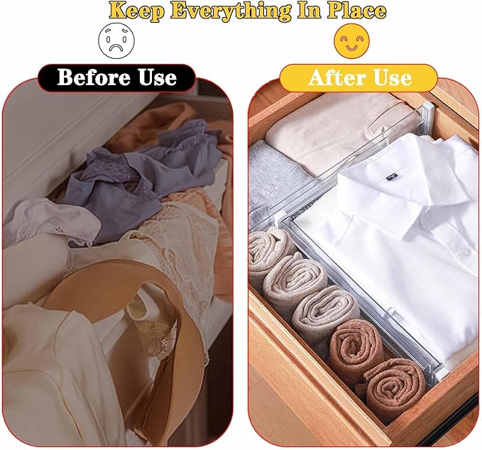 8 Pcs Drawer Dividers for Clothes, 8, white‌