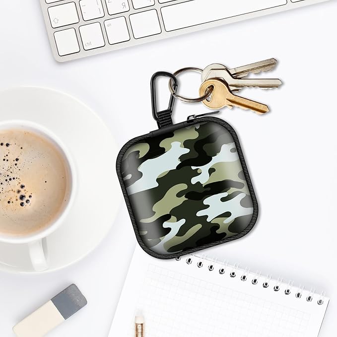 Square Data Cable Earbud Charger Coin Storage Bag Shockproof and Drop-Proof EVA Material Compatible with AirPod(Camouflage)
