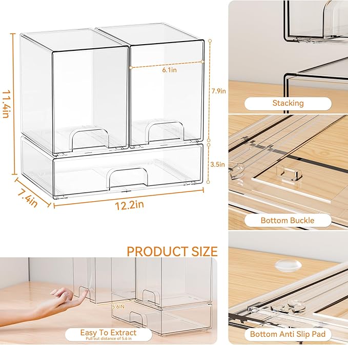 3 Set Clear Baby Bottle Organizer for Countertop