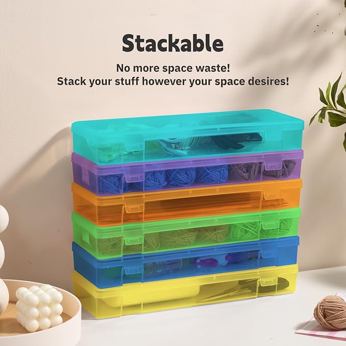 Plastic Small Storage Bins with Lids for Organizing, 6 Pack Large -Color