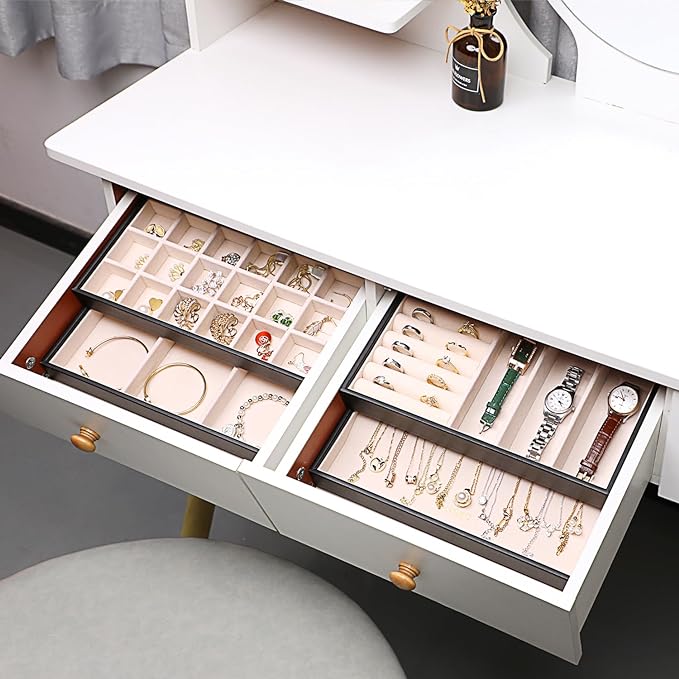 Stackable Jewelry Organizer Trays 4 Set, Black