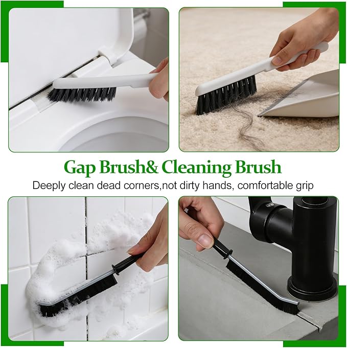 19 Pcs Cleaning Brush Kit with Crevice Brushes, Shower Cleaner Brush, Multifunctional Grout Scrubber for Bathroom, Kitchen, Window Tracks and Corners