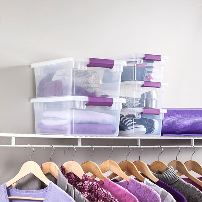 36-Pack ClearView Latch Box, Stackable Storage Organizer Bins for Home, 6 Quart