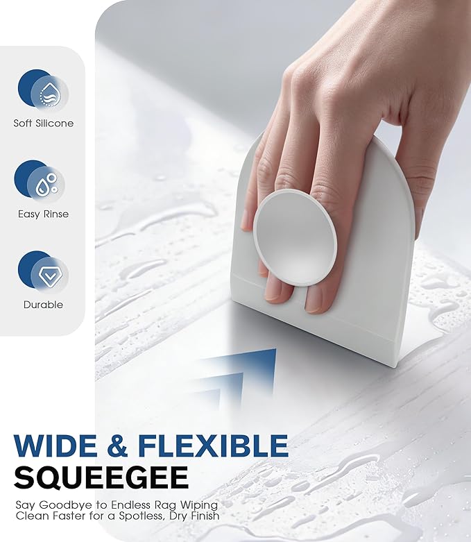 2 Pack Silicone Sink Cleaning Brush with Squeegee, Flexible Non-Scratch Dish Scrubber for Kitchen and Bathroom Sink, Countertop & Dishwashing, Suction Cup Hanging Design (White)