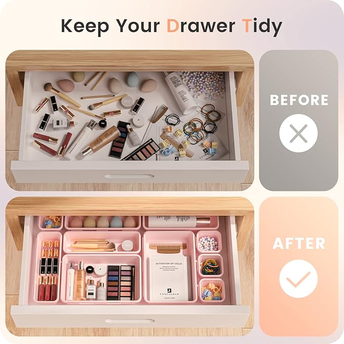 【Military Grade】A-LuGei Drawer Organizer,【𝟱𝗦𝗶𝘇𝗲】Makeup organizer,【Holds 177 Items】Bathroom Organizers and Storage,Organization and Storage