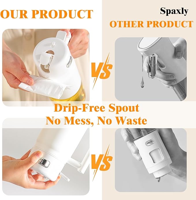 2-in-1 Glass Oil Sprayer & Dispenser Bottle, 700ml Kitchen Oil Mister with Non-Drip Spout & Lock Switch for Olive Oil, Cooking Spray, Baking, Salad Dressing