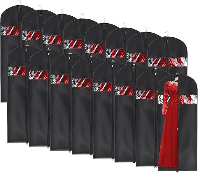 16 Pack Suit Cover Bags 60 Inch Garment Bags for Hanging Clothes
