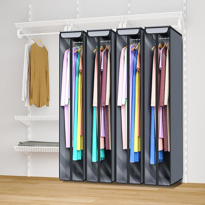 Univivi Garment Bags for Hanging Clothes 60", Hanging Garment Bags for Closet Storage with Large Clear Window, Garment Storage Bags for Suits, Coats, Dresses, 1 Pack