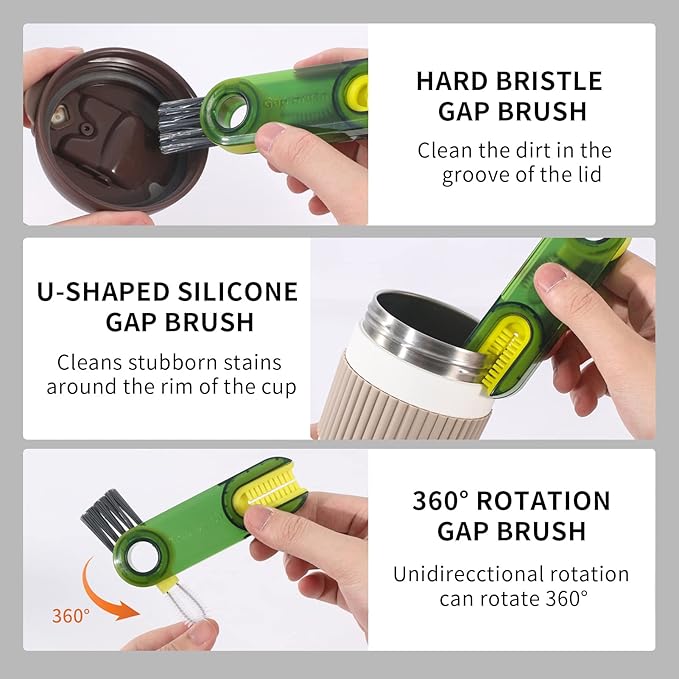 3 in 1 Cup Lid Gap Cleaning Brush Set, Multifunctional Insulation Bottle Cleaning Tools, Mutipurpose Tiny Silicone Cup Holder Cleaner