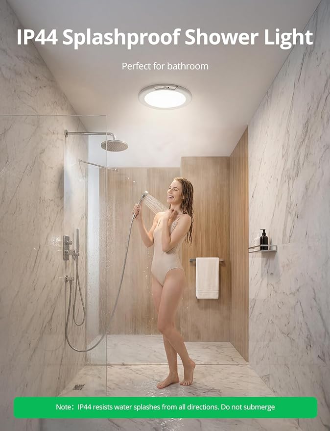 Bojim Rechargeable Ceiling Lights with Remote Wireless Battery Operated Motion Sensor Waterproof Shower Lighting, 3CCT & Dimmable Stick On Closet Overhead for Pantry Porch Renter Friendly 2 Pack
