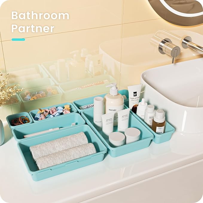 【Military Grade】A-LuGei Drawer Organizer,【𝟱𝗦𝗶𝘇𝗲】Makeup organizer,【Holds 177 Items】Bathroom Organizers and Storage,Organization and Storage