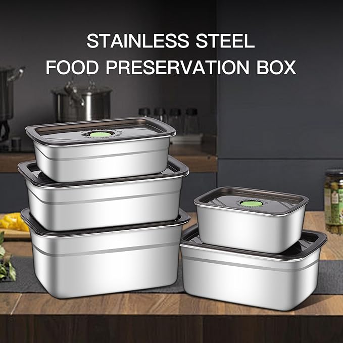 GIUOIDUO 10-Piece Stainless Steel Food Storage Container Set with Airtight Lids - Durable