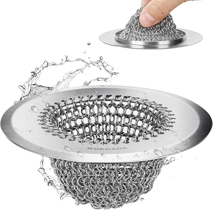 WOKDADA Revolutionary Kitchen Sink Drain Strainer, Patented Reversible Kitchen Sink Strainer, 304 Stainless Steel Sink Strainer Basket