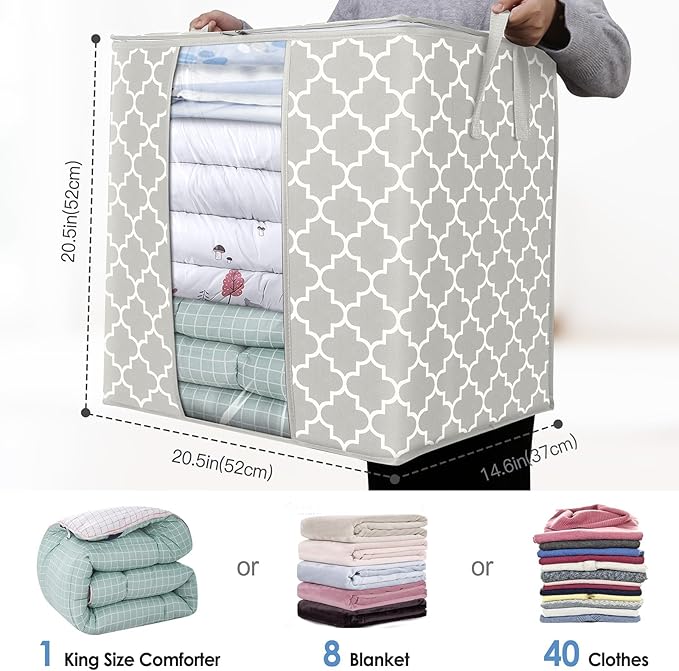 Storage Bags 2 Pack/100L Large Blanket Clothes Organization and Storage, Lvory