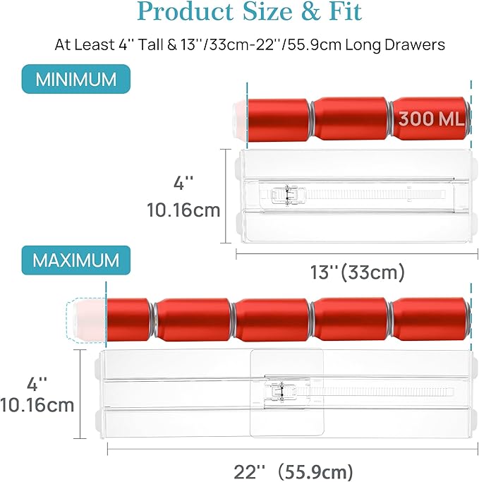 Vtopmart 8 Pack Drawer Dividers for Clothes, 4" High 13"-22" Adjustable Expandable Dresser Drawer Organizer, Clear Plastic Separators for Dresser