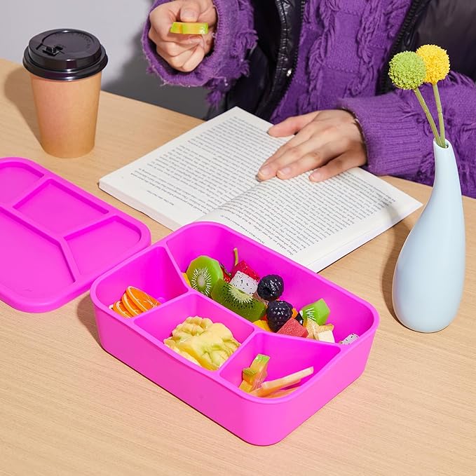 Ziliny 4 Pcs Silicone Bento Boxes - Lunch Container for Work/Travel