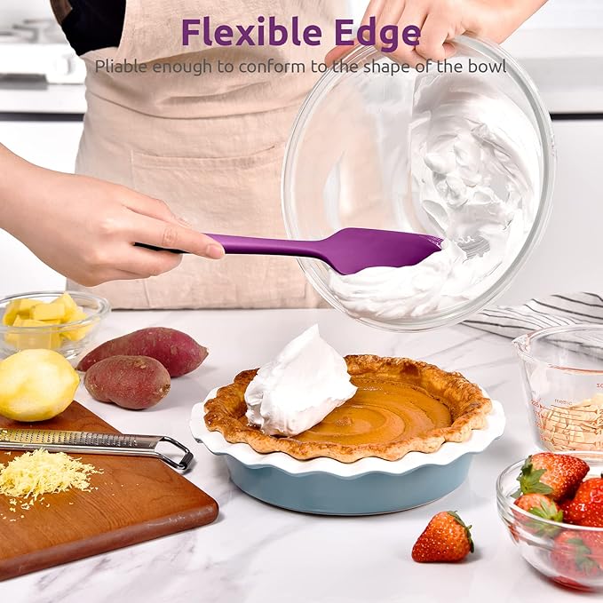 Heat Resistant Silicone Large Spatula: U-Taste 600ºF High Heat Flexible 11.38in Silicon Mixing Stirring Cooking Scraping Baking Bowl Scraper Seamless Spreader for Kitchen Nonstick Cookware (Purple)