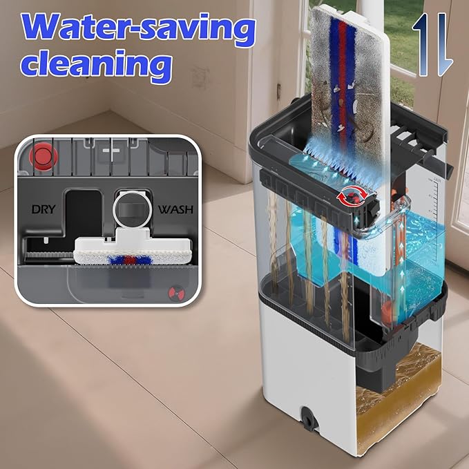 Mop and Bucket Set | Quick Cleaning Tool | Separate Dirty and Clean Water | 2 Machine Washable Microfiber Mop Pad | Mops for Floor Cleaning Safe on Wood Floors, Vinyl, Tile